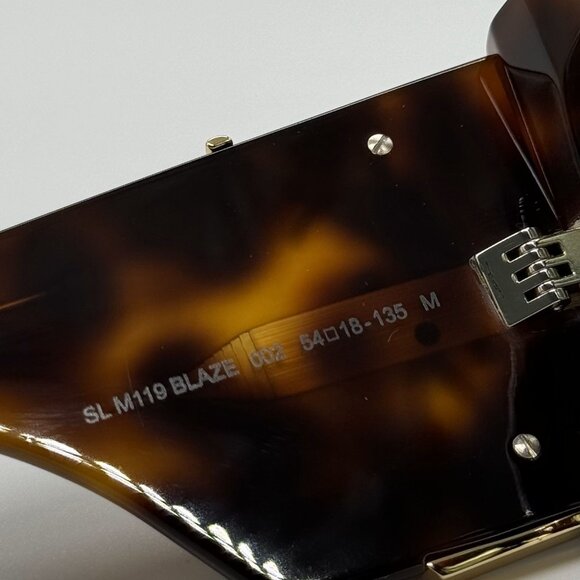 NEW SL M119 BLAZE 002 SAINT LAURENT BLAZE HAVANA OVERSIZED SUNGLASSES SLM119 - Picture 10 of 12